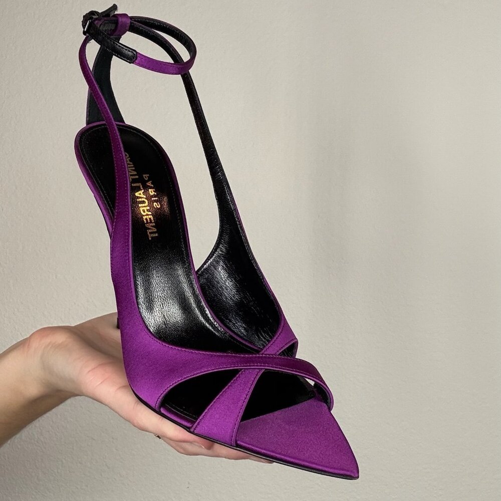 Saint Laurent Purple Satin Heels